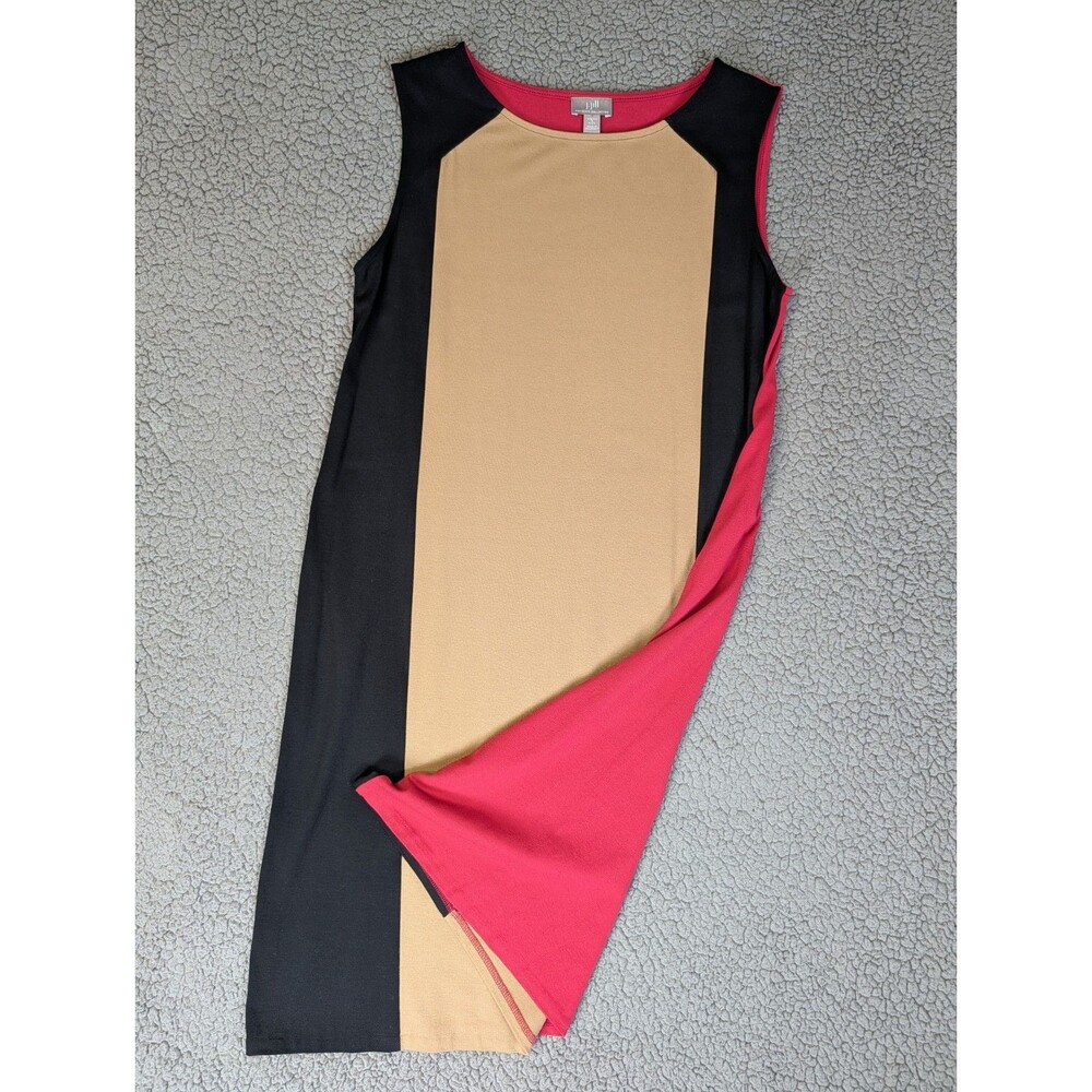 J. Jill Wearever Collection Dress Small Petite Color Block Stretch Midi Flowy